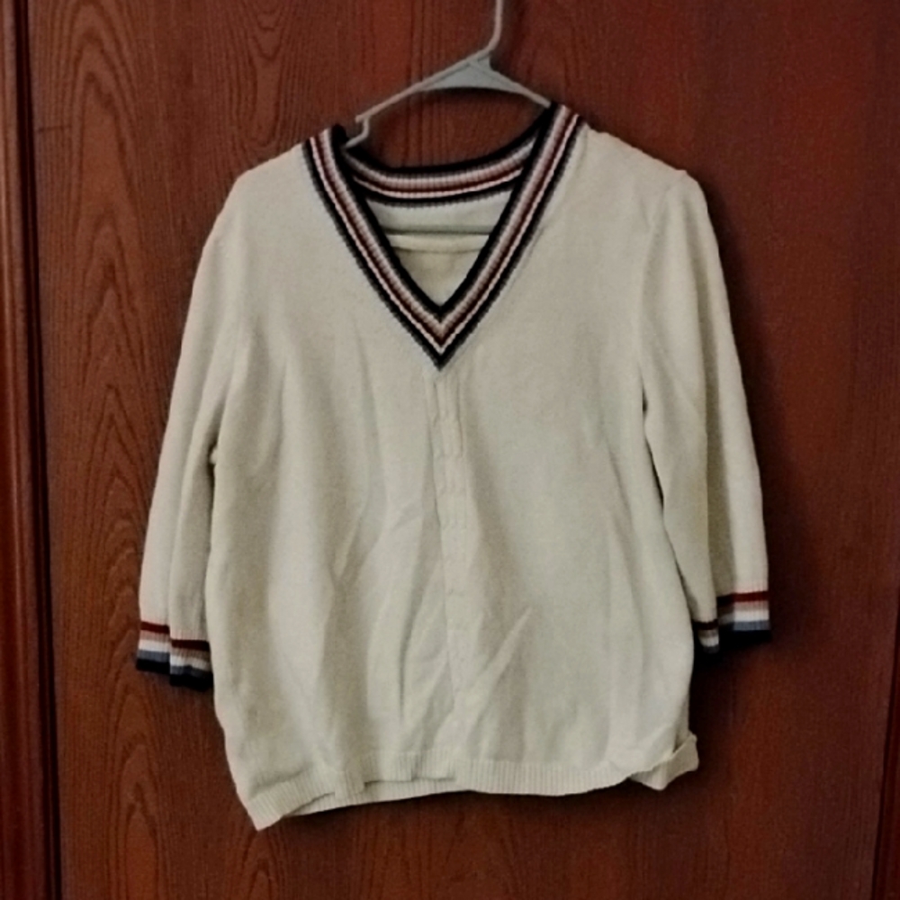CJ Banks Varsity V-Neck  Sweater
